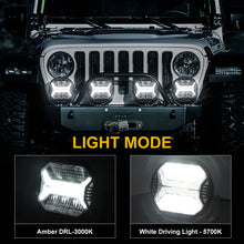 5.75-inch Premium LED Headlight 42W 12000LM 2pcs X-DRL E-Mark IP67 9-32V Wiring Harness for DT UAZ Niva