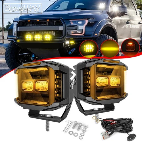 COLIGHT LED Driving Light Pods 5" Inch 500W Spot Flood Combo w/ Side Shooter DRL