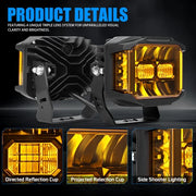 COLIGHT LED Driving Light Pods 5" Inch 500W Spot Flood Combo w/ Side Shooter DRL by Toptiger 4x4 – image 4 of 11
